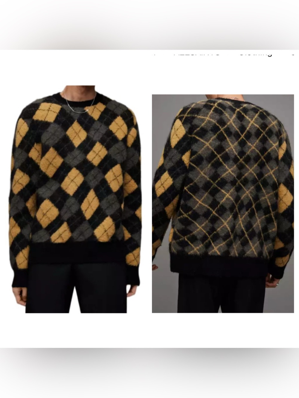 ALLSAINTS Fitzroy Warped Argyle Jacquard Sweater